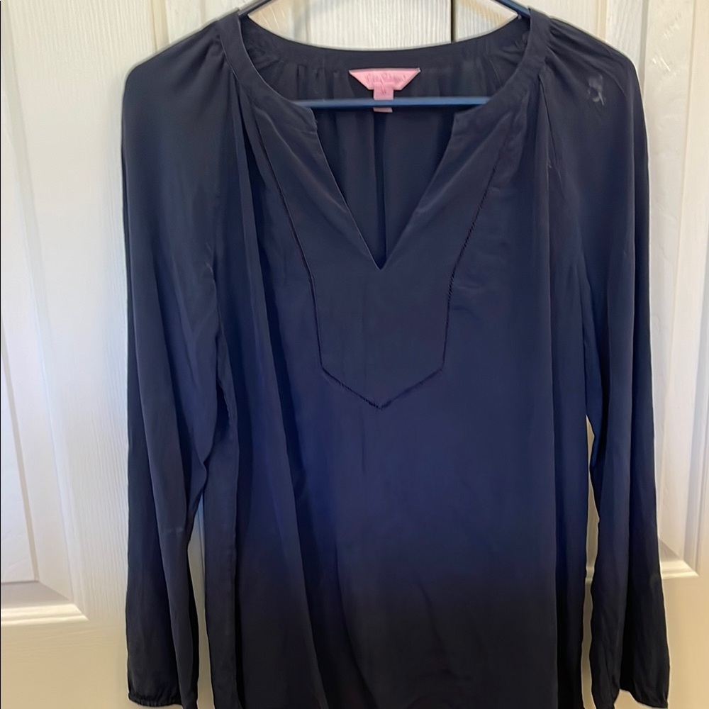 Lilly Pulitzer Navy V-Neck Long Sleeve Tunic